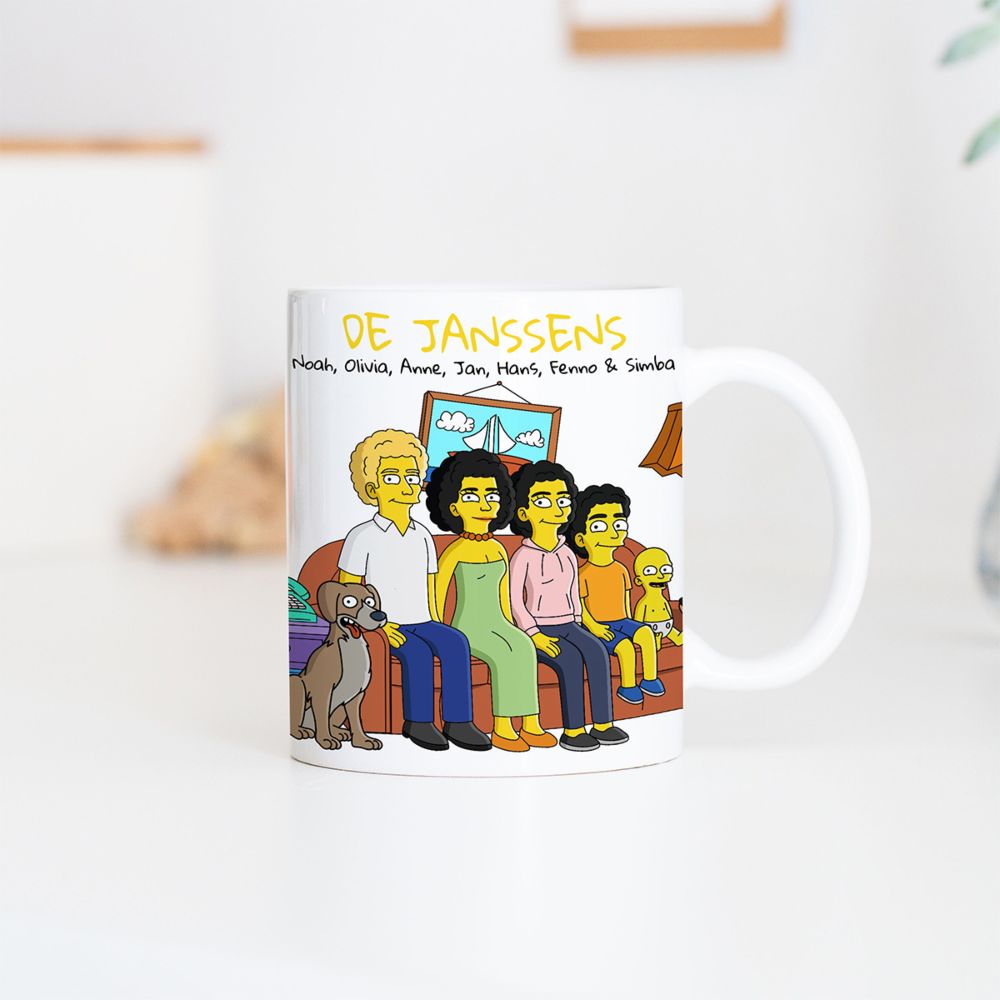 Gepersonaliseerde mokken illustratie cartoon familie