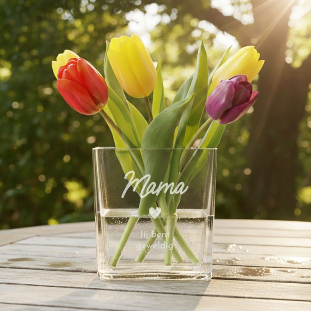 Personalisierbare Blumenvase mit Text und Symbol Personalisierbare Blumenvase mit Text und Symbol