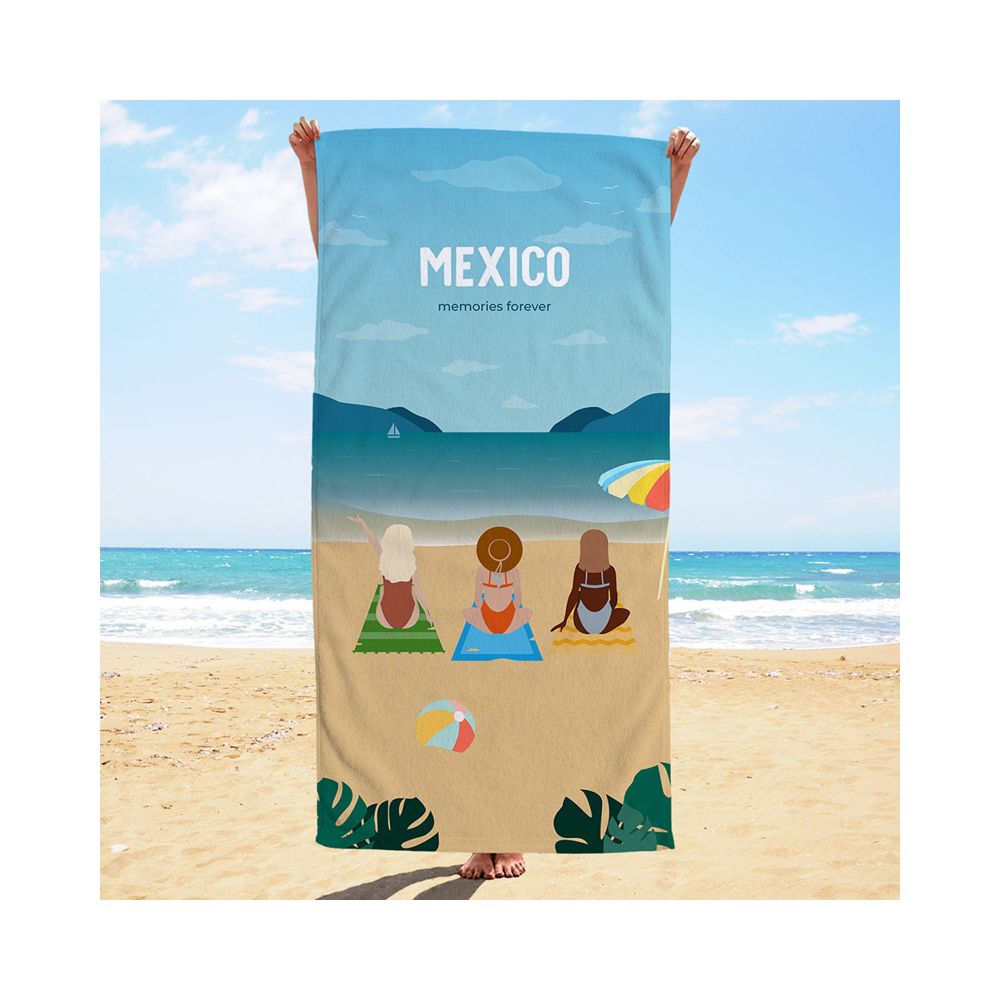 Gepersonaliseerde handdoek - illustratie vriendinnen strand