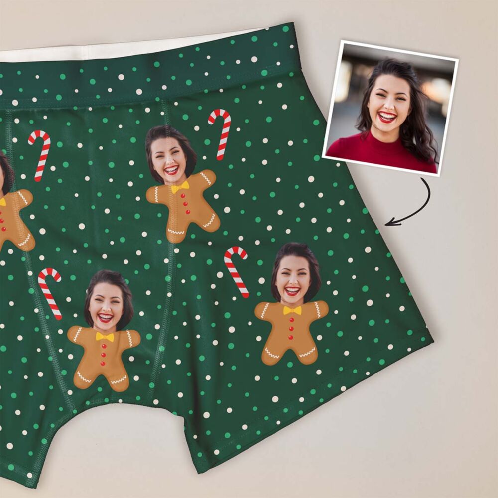 Kerstachtige boxershort met gezicht en achtergronden