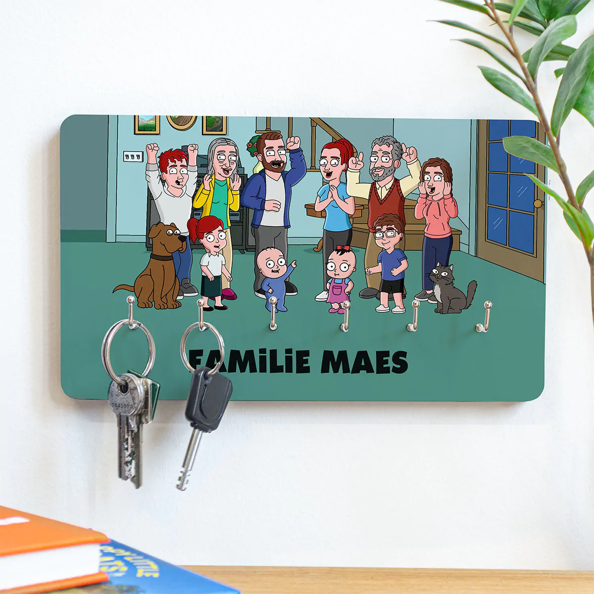 Gepersonaliseerd sleutelbord in cartoonstijl