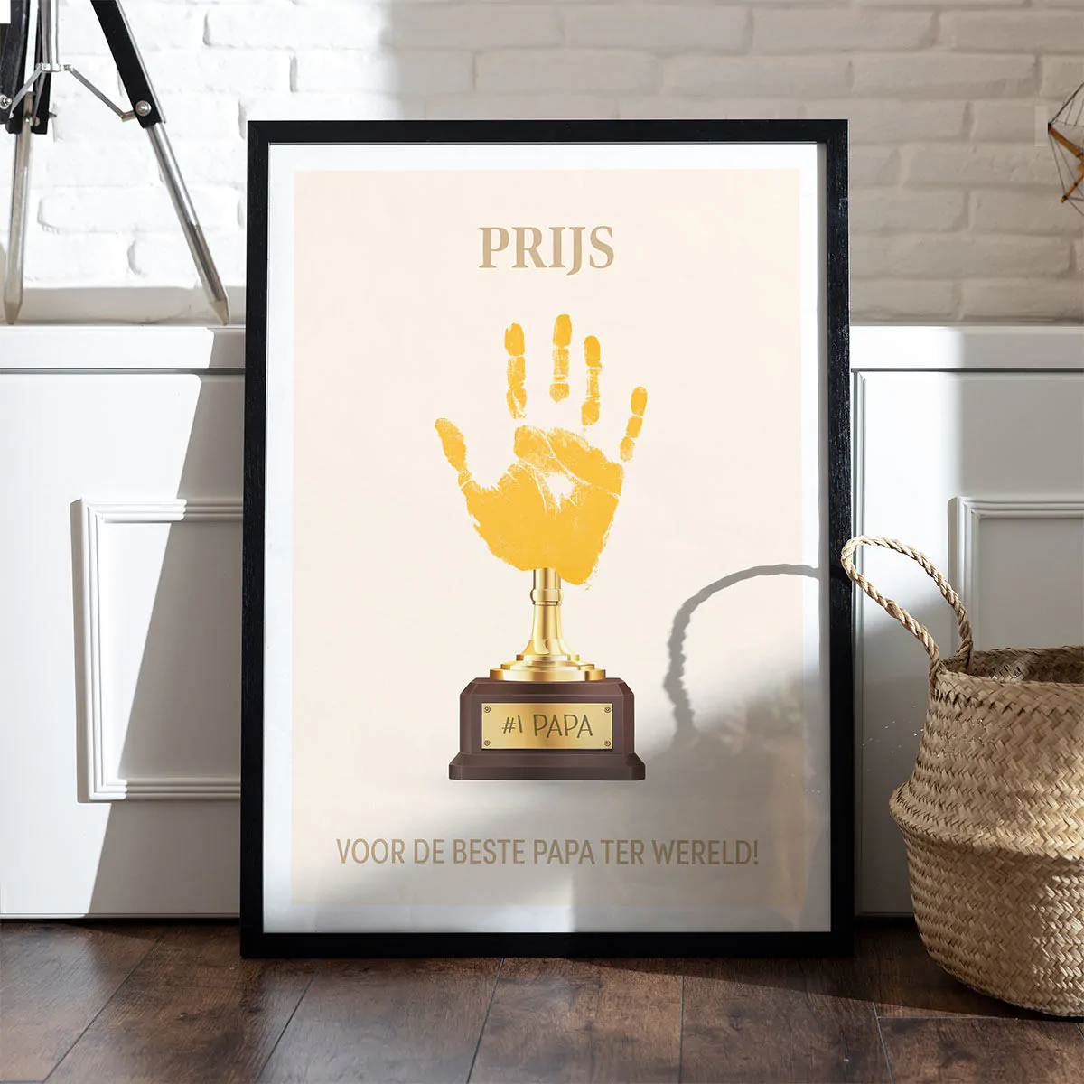 Gepersonaliseerde poster met handafdruk en beker