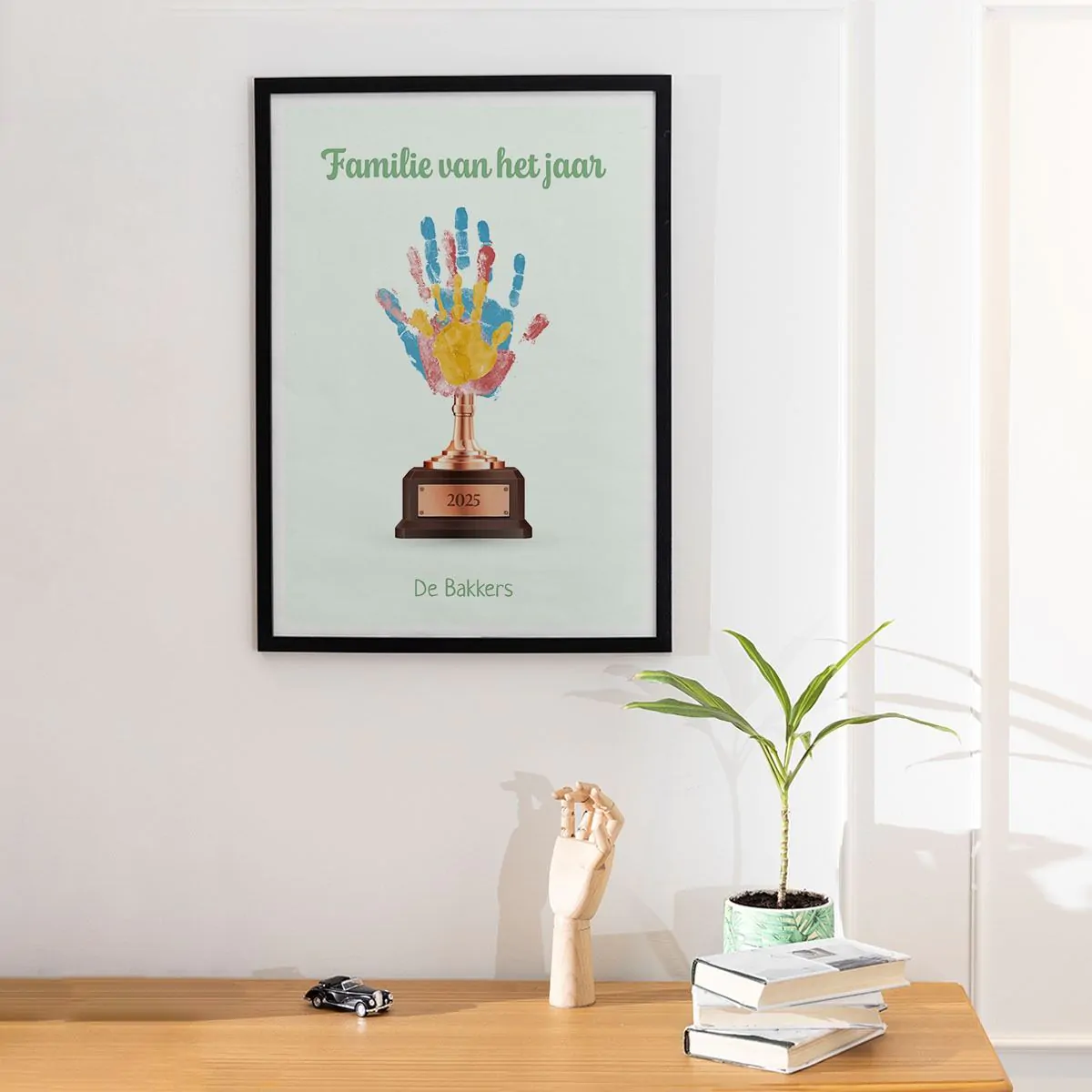 Gepersonaliseerde poster met handafdruk en beker
