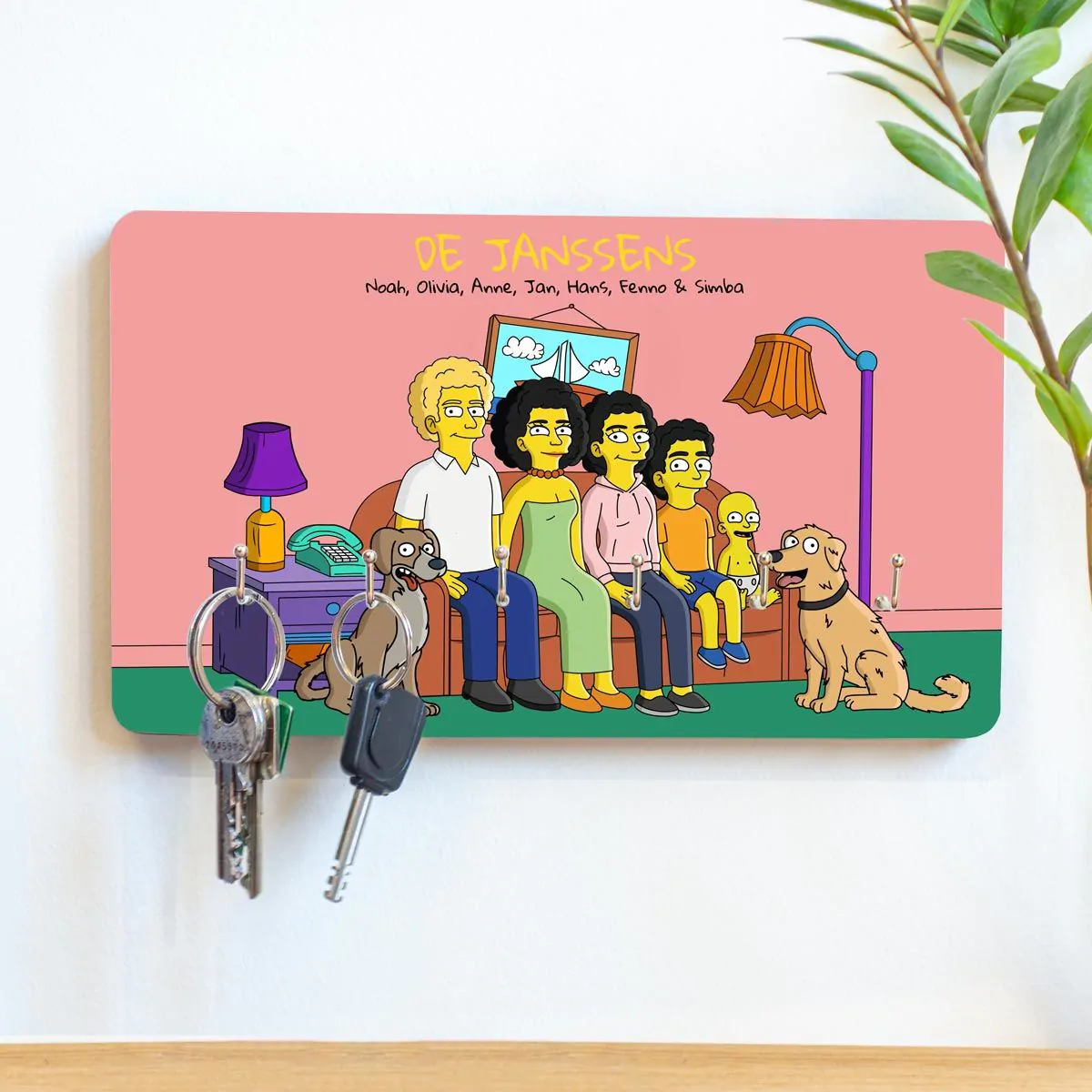 Gepersonaliseerd sleutelbord - illustratie cartoon familie