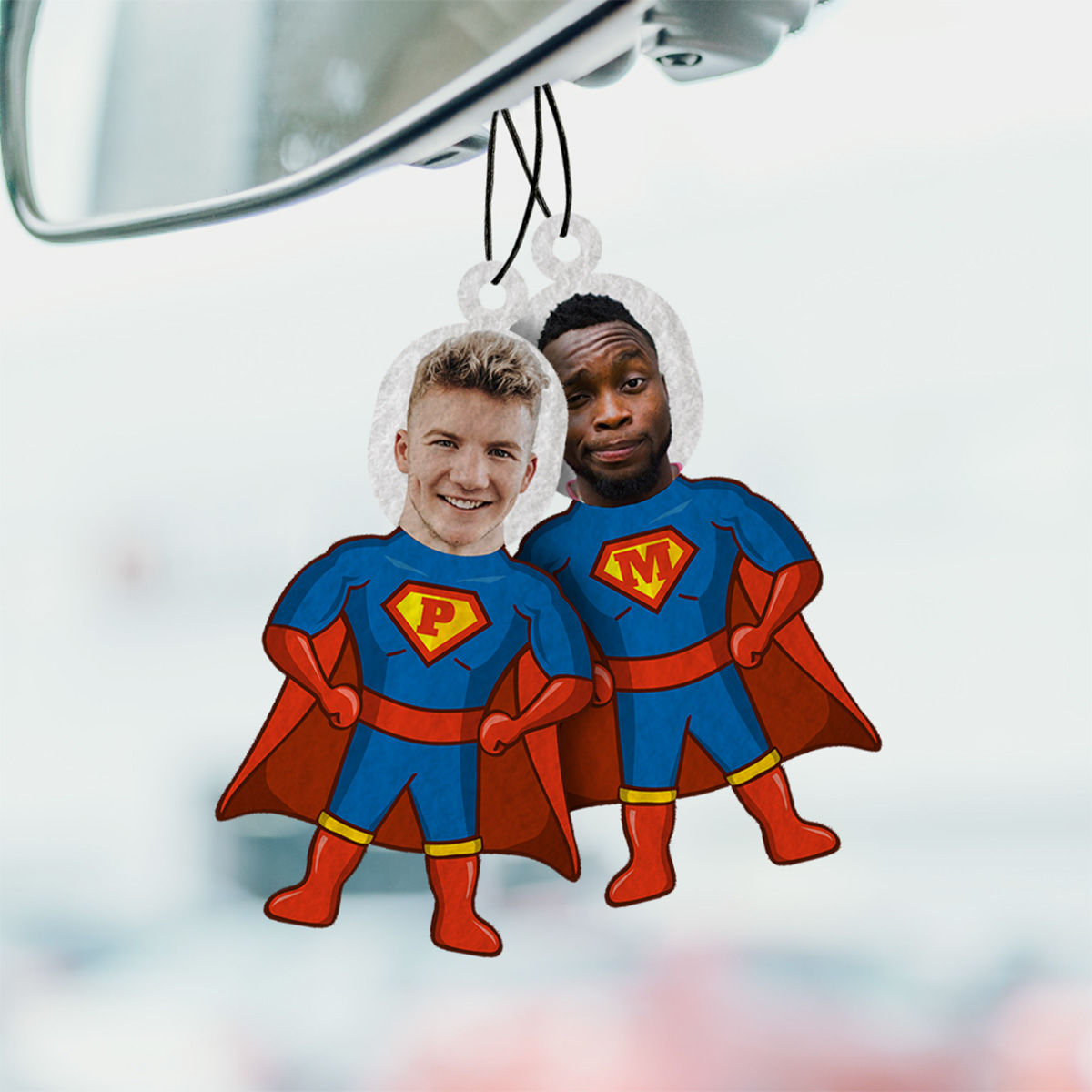 Gepersonaliseerde Geurhanger Superheld met Gezicht set van als