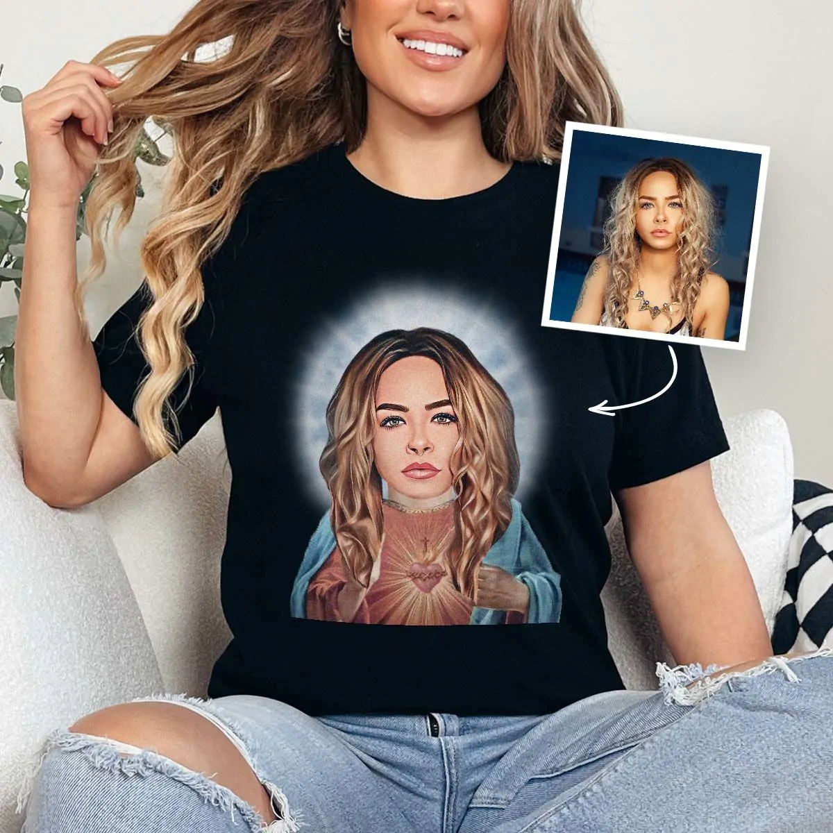 Gepersonaliseerd T-shirt met Halo en Gezicht