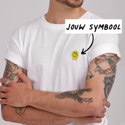 T-shirt Wit Borduren met Pictogram