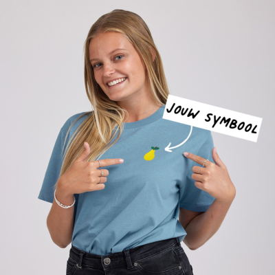 T-shirt Lichtblauw Borduren met Pictogram