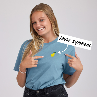 T-shirt Lichtblauw Borduren met Pictogram