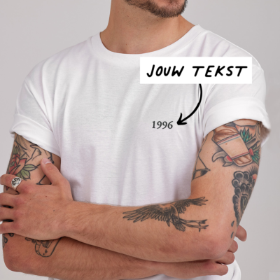 T-shirt Wit Borduren met Tekst
