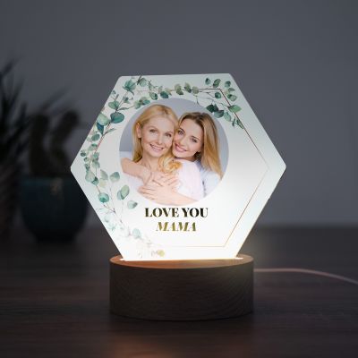 Cadeau voor haar LED lamp bladjes met foto en tekst