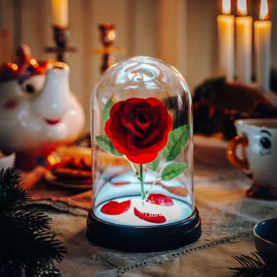Valentijnscadeau voor haar Beauty and The Beast - betoverde roos lamp