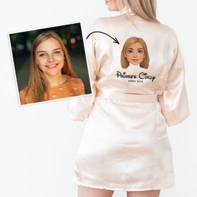 Gepersonaliseerde Kimono Dames Satijn met Foto als cartoon