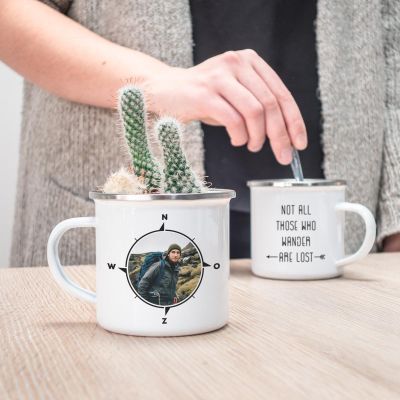 Personaliseerbare metalen mok met foto kompas Personaliseerbare metalen mok met foto kompas