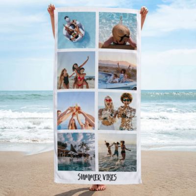 Foto cadeau handdoek met 8 foto’s en tekst