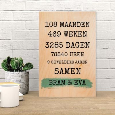 Personaliseerbare tekst op hout – jubileum Personaliseerbare tekst op hout – jubileum