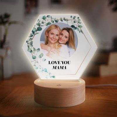 Valentijnscadeau voor haar LED lamp bladjes met foto en tekst