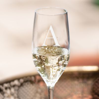 cadeau voor haar Champagne Glas Gepersonaliseerd met Monogram