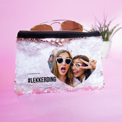 Personaliseerbare pailletten clutch met afbeelding en tekst Personaliseerbare pailletten clutch met afbeelding en tekst