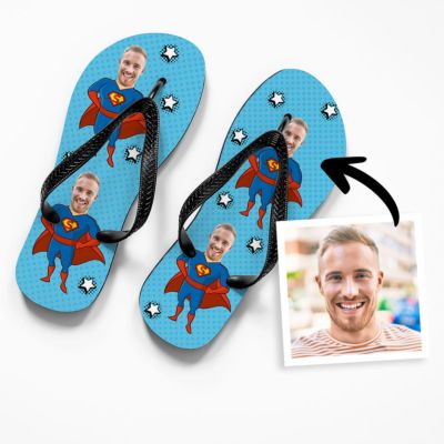 Slippers met Foto als Superheld Gepersonaliseerd