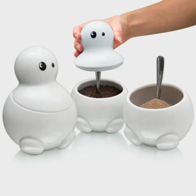 Tom, Dick en Harry keuken potten voor koffie, thee en suiker