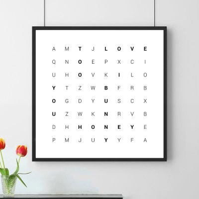 Romantisch cadeau Woordzoeker - personaliseerbare poster