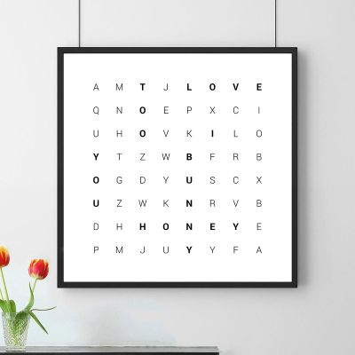 Woordzoeker - personaliseerbare poster Valentijnscadeau Woordzoeker poster