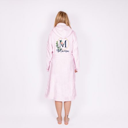 Badjas Bloemen Monogram en Tekst