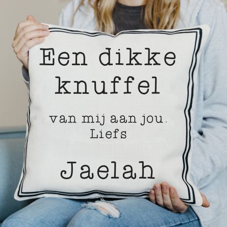 Kussensloop met Kader en Tekst