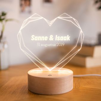 Gepersonaliseerde LED Lamp Hart met Naam