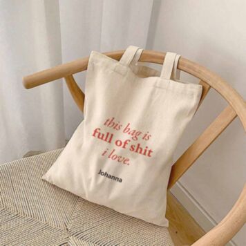 Gepersonaliseerde tote bag met tekst