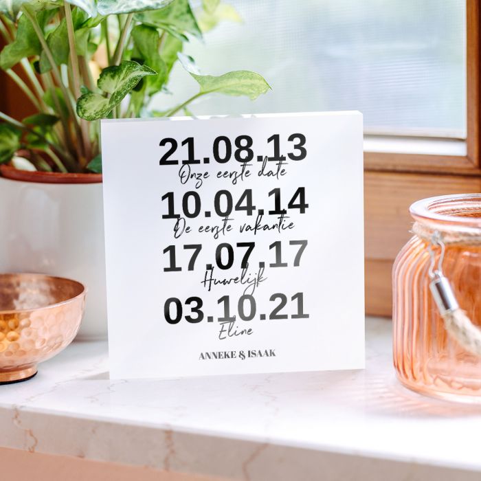Gepersonaliseerd Plexiglas Fotoframe Belangrijke data main product photo