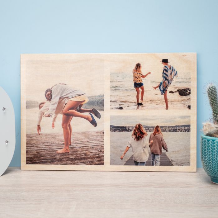 Personaliseerbare foto op hout met 3 foto’s