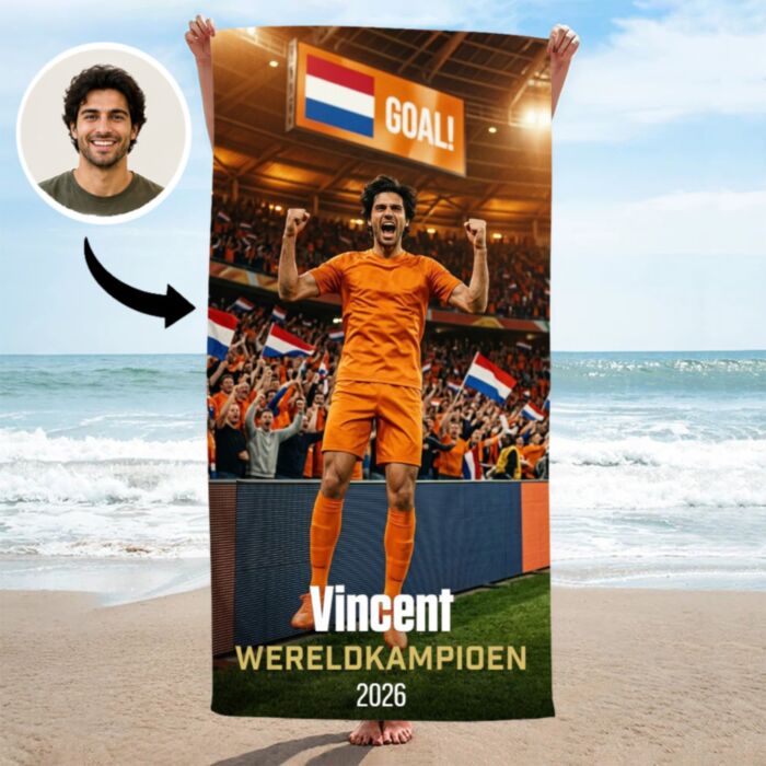 Gepersonaliseerde handdoek met AI-doelpuntviering