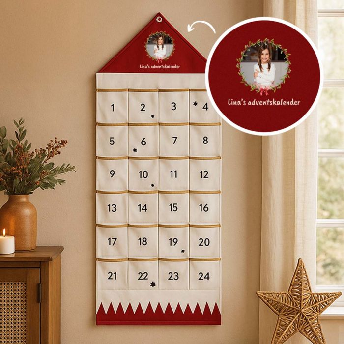Gepersonaliseerde adventskalender met foto en tekst