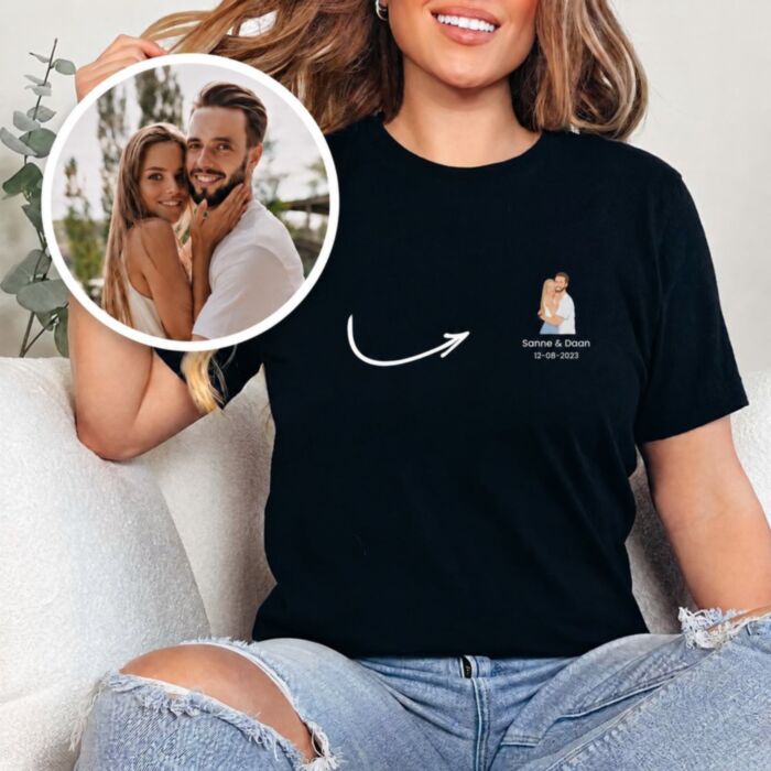 Gepersonaliseerd t-shirt met kleine illustratie