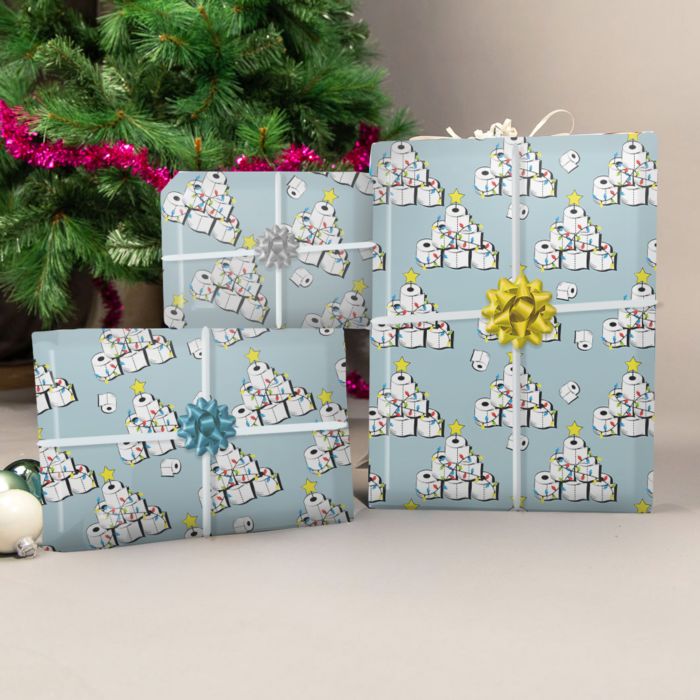 Inpakpapier met toiletpapiermotief