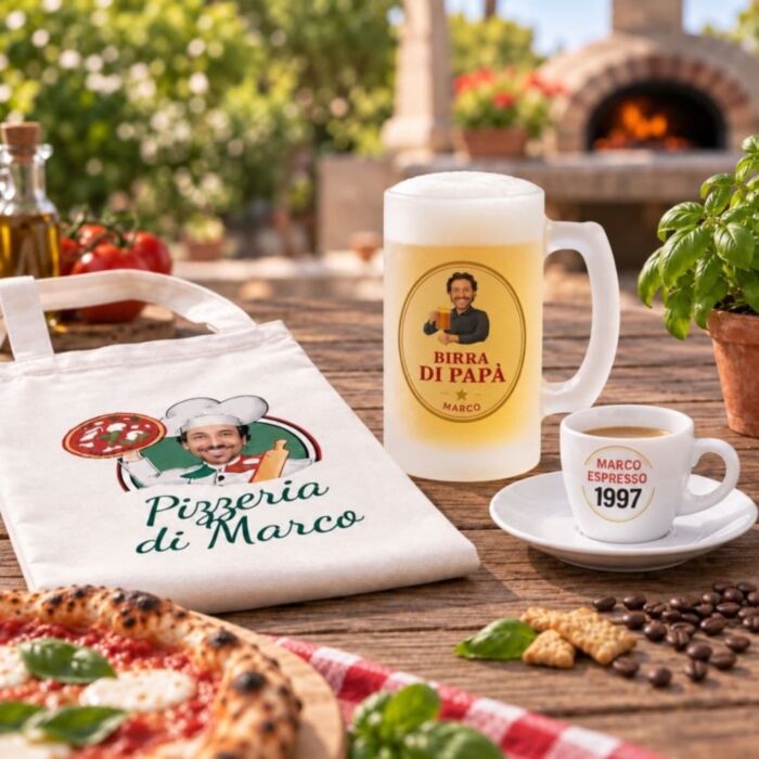 Cadeauset Italië met schort bierpul en espressokopje
