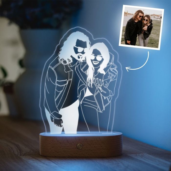 Gepersonaliseerde LED lamp outline met 2 personen