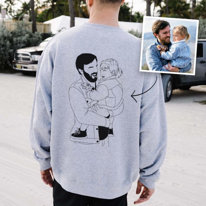 Gepersonaliseerde trui met line art illustratie 2 personen Gepersonaliseerde trui met line art illustratie 2 personen