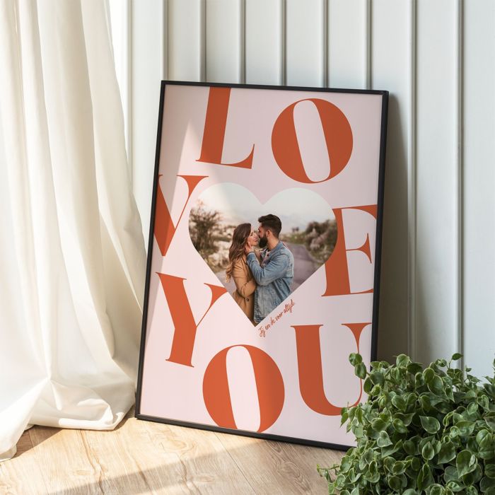Gepersonaliseerde poster hartje met foto en tekst