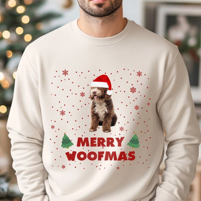 Gepersonaliseerde kersttrui met huisdier en tekst