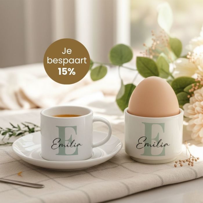 Cadeauset eierdopjes set van 2 en espressokopje
