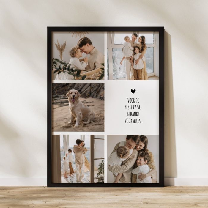 Gepersonaliseerde poster met 5 foto’s en tekst