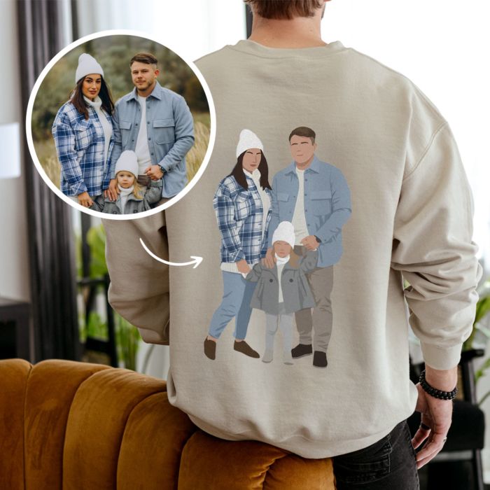 Personaliseerbare sweater met AI-illustratie