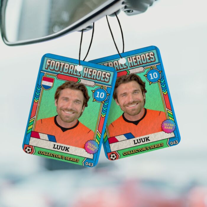 Personaliseerbare geurboom WK-verzamelsticker met foto