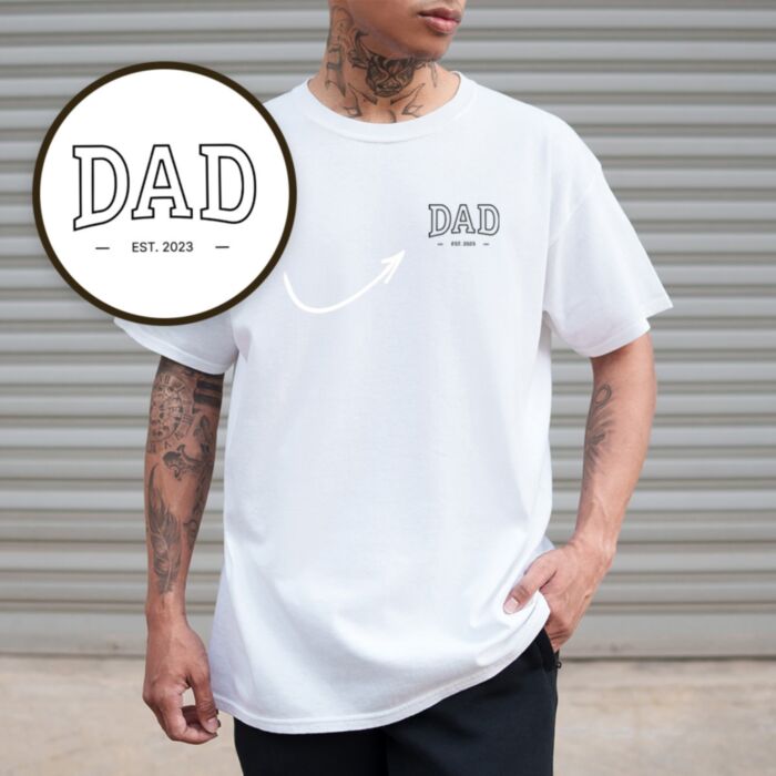 Gepersonaliseerd Papa T-shirt College-Stijl met Jaar