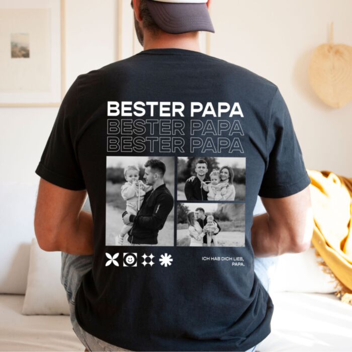 Gepersonaliseerd t-shirt met zwart wit foto’s en tekst - Design