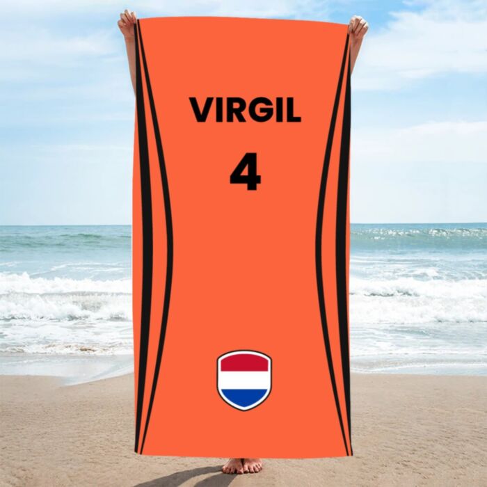 Handdoek met naam en voetbal WK design