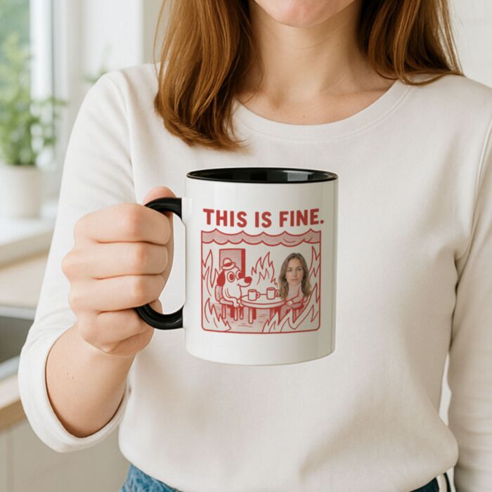 Mok met foto - This is Fine Meme Design